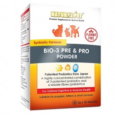 Natural Pet Bio-3 Pre & Pro Powder Flavour Free 2g x 30 sachets, 008071, cat Supplements, Natural Pet, cat Health, catsmart, Health, Supplements
